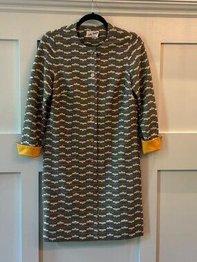 🌼 Vintage 1960's Marta Manning Mod Daisy Dress – Graphic Stripe Button Front 🌼